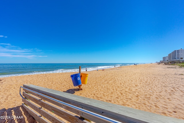 property view of water featuring a beach view