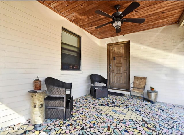 view of patio / terrace featuring ceiling fan