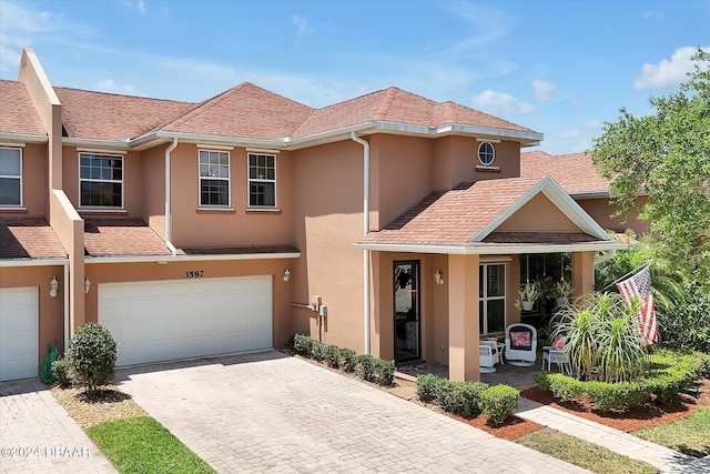 view of front of house with a garage