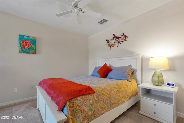 bedroom with carpet flooring and ceiling fan