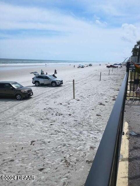 view of water feature with a view of the beach