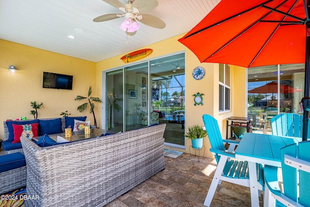 view of patio / terrace with ceiling fan