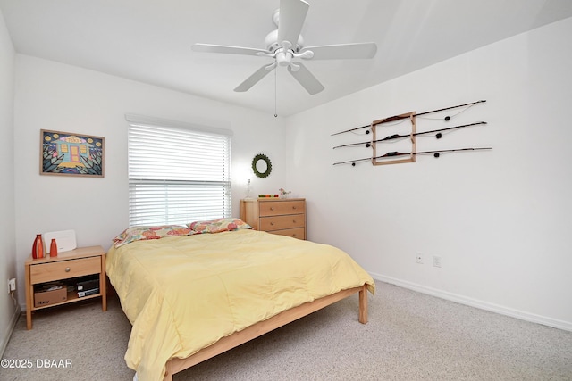 bedroom featuring carpet floors and ceiling fan