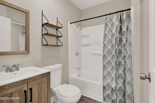 bathroom featuring hardwood / wood-style floors, vanity, and toilet