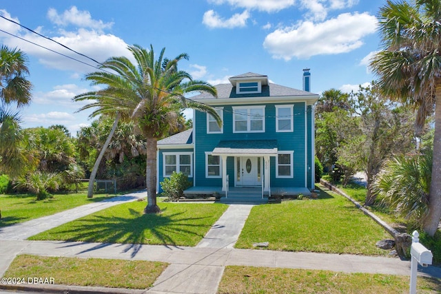 view of front of house with a front lawn