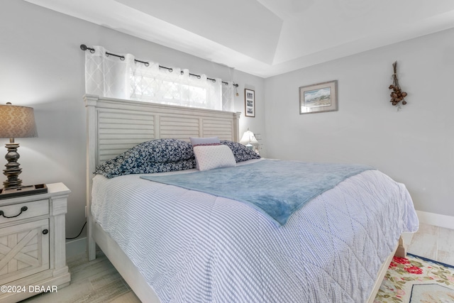 bedroom with light wood-type flooring