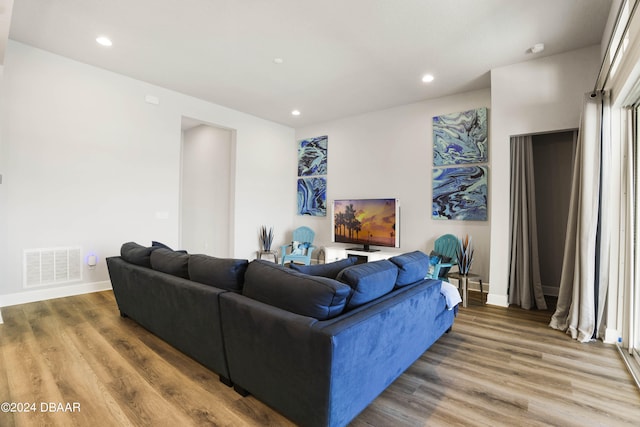 living room with wood-type flooring