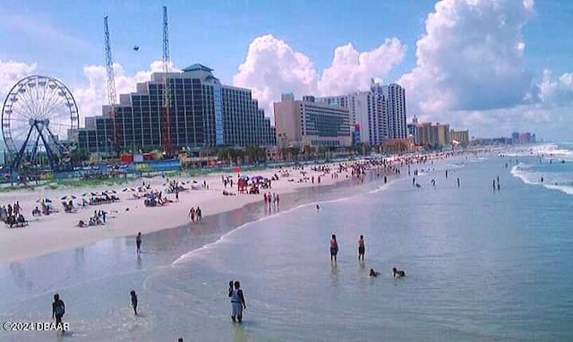 property view of water with a beach view