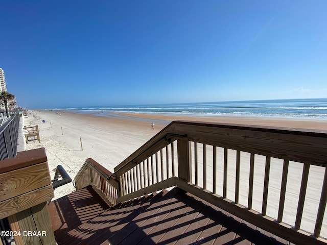 exterior space with a beach view