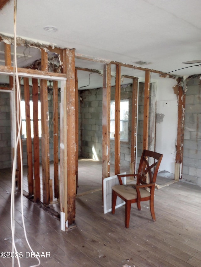 misc room with dark hardwood / wood-style flooring