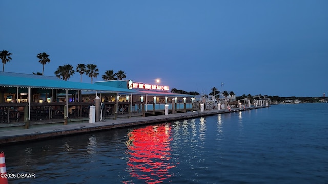 exterior space featuring a water view