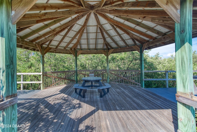 deck featuring a gazebo