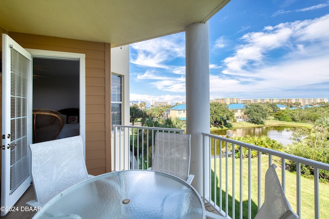 balcony with a water view