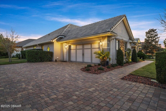 view of front of house with a garage