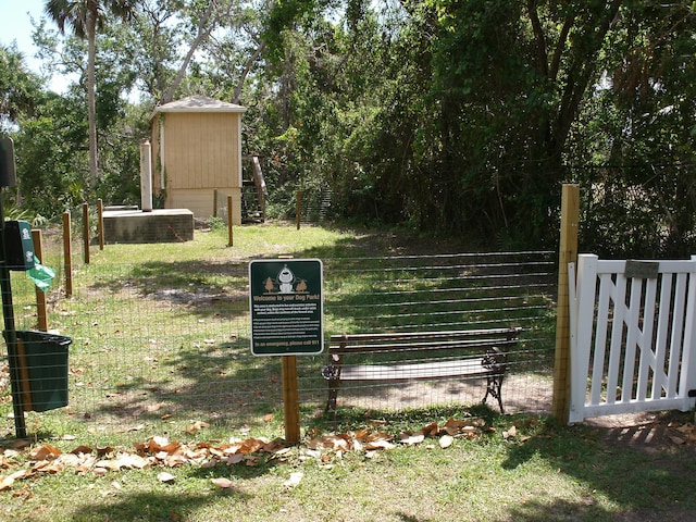 surrounding community with a shed