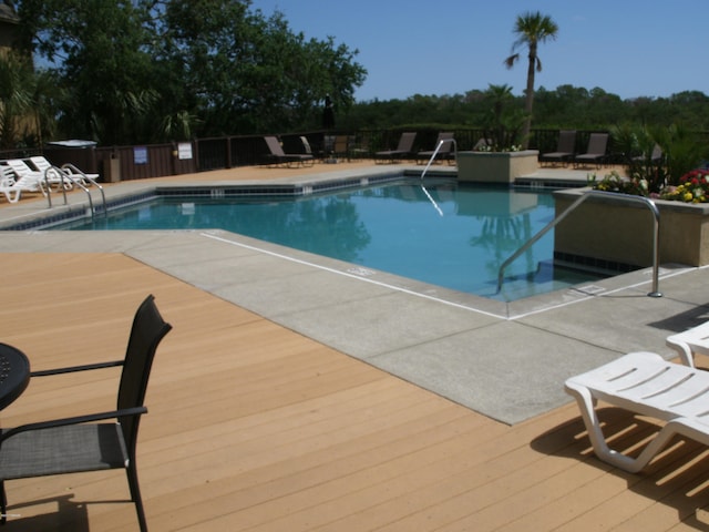 view of pool featuring a deck