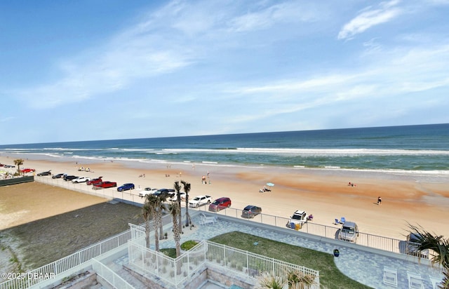 property view of water featuring a beach view