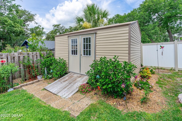 840 River Oak Dr W, Ormond Beach, FL 32174 - view of shed with a fenced backyard