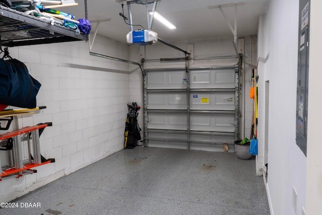 garage with a garage door opener