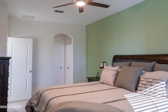 bedroom with carpet and ceiling fan