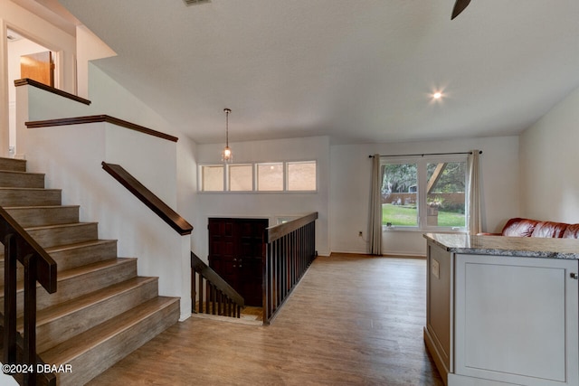 foyer entrance with light hardwood / wood-style floors