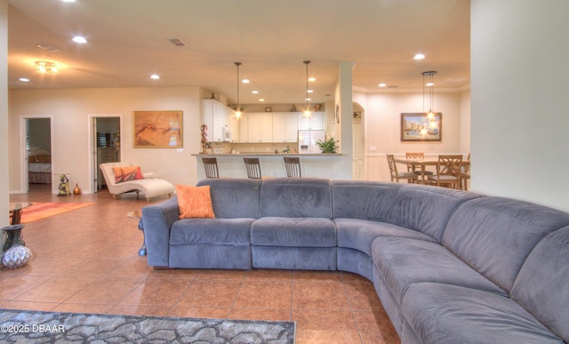 view of tiled living room