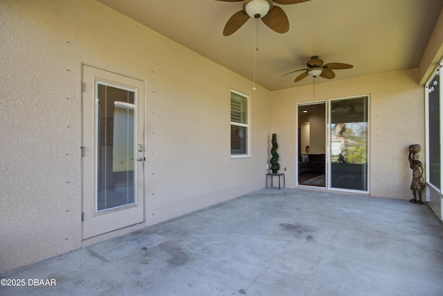 view of patio with ceiling fan