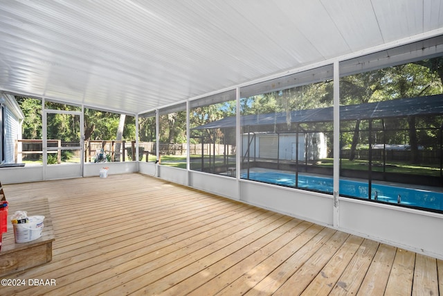 view of unfurnished sunroom