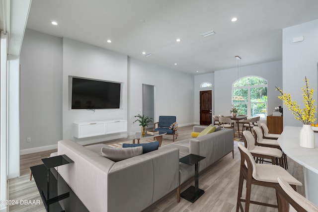 living room featuring light hardwood / wood-style flooring