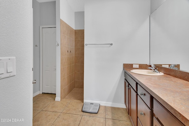 bathroom with vanity and tile patterned floors