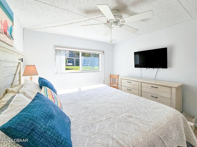 100 Silver Beach Ave Unit 118, Daytona Beach, FL 32118 - bedroom with a textured ceiling and a ceiling fan