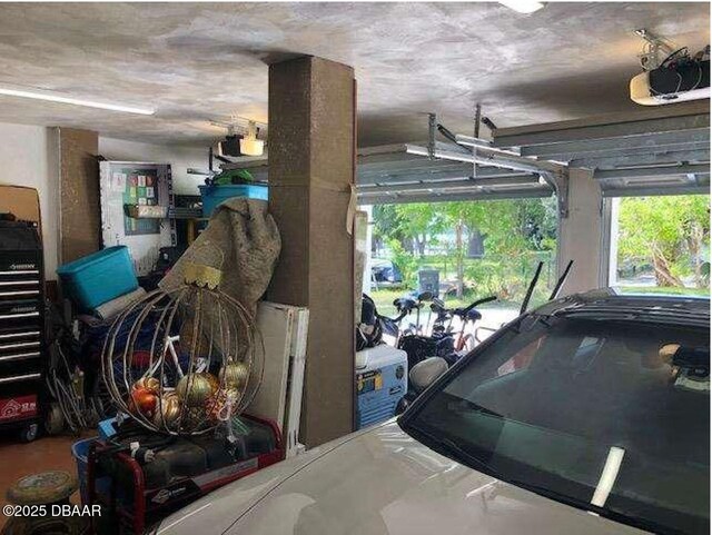 garage with a garage door opener