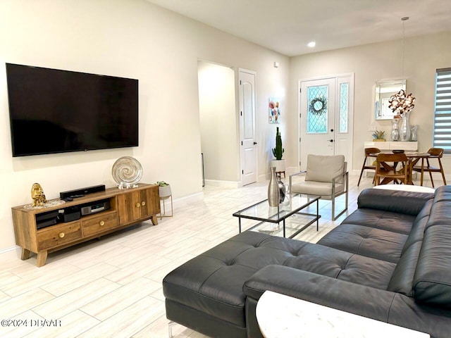 living room featuring light hardwood / wood-style flooring