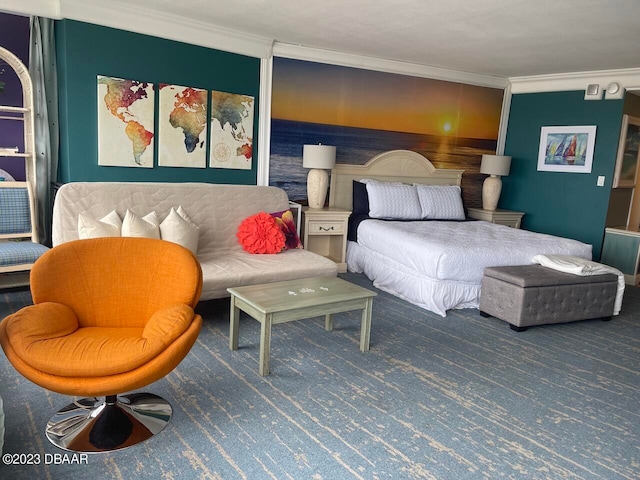 2700 N Atlantic Ave Unit 901, Daytona Beach, FL 32118 - carpeted bedroom with ornamental molding