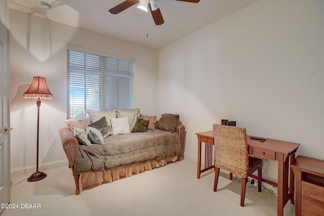 office space with ceiling fan and carpet floors