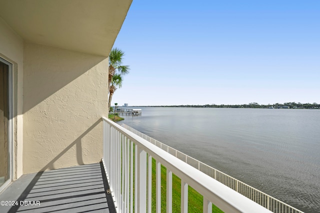 balcony with a water view