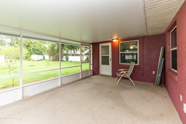 view of unfurnished sunroom