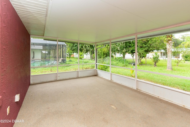 view of unfurnished sunroom