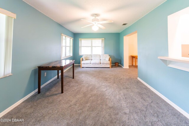 bathroom featuring tile patterned floors and ceiling fan