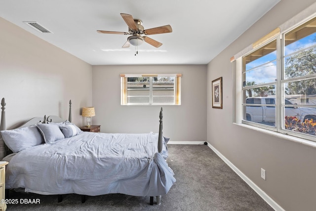 bedroom with carpet and ceiling fan