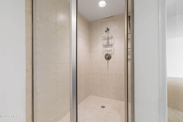 bathroom featuring a shower stall