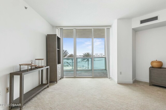 231 Riverside Dr Unit 304-1, Daytona Beach, FL 32117 - carpeted empty room featuring floor to ceiling windows, baseboards, and visible vents