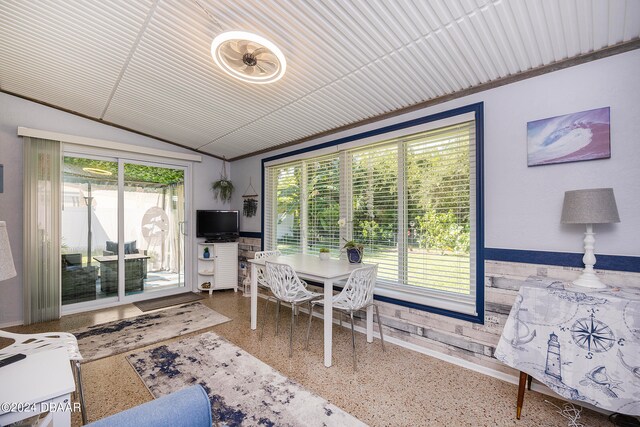 interior space featuring lofted ceiling