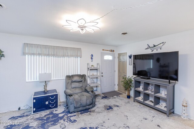 living room featuring sink