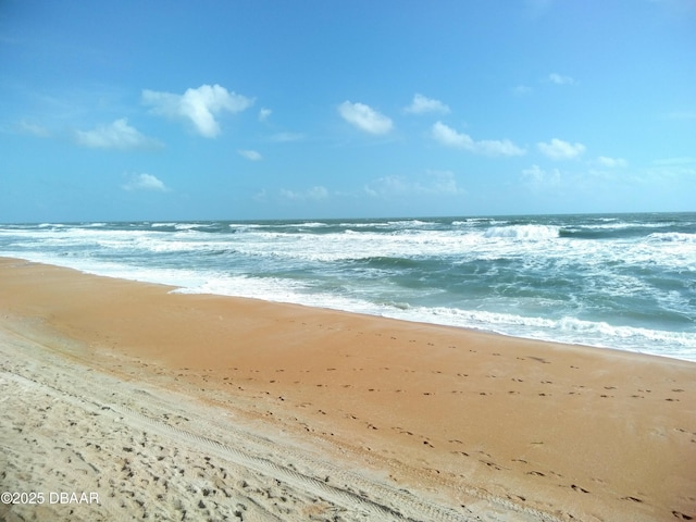 property view of water featuring a beach view