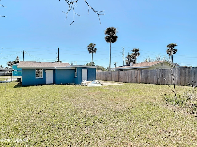 view of yard featuring a fenced backyard