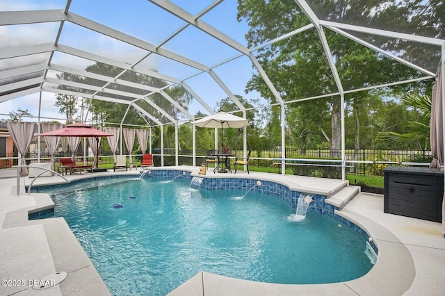 109 Edward Dr, Palm Coast, FL 32164 - view of pool with a patio area, a fenced backyard, and glass enclosure