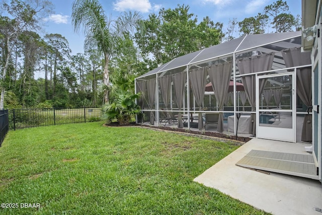 109 Edward Dr, Palm Coast, FL 32164 - fenced backyard with a patio, glass enclosure, and a pool