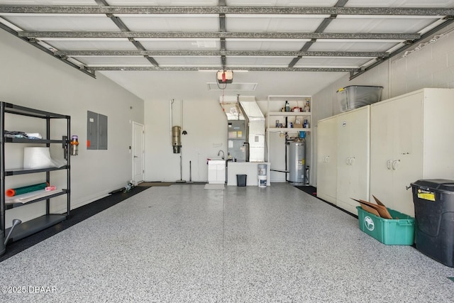 109 Edward Dr, Palm Coast, FL 32164 - garage with electric water heater, a garage door opener, electric panel, and heating unit