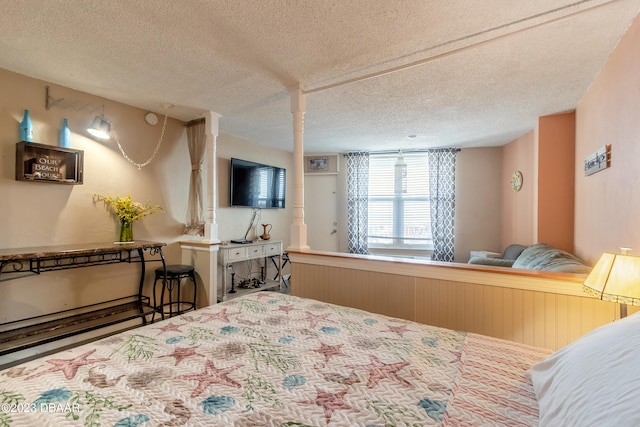 bedroom with a textured ceiling